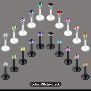 👃👄👂 NEW 20pcs Acrylic Plastic Lip Stud Can Also Be Used As Nose Ring And Ear